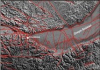 Фрагмент электронной карты активных разломов для юга Байкала на основе 
цифровой модели рельефа SRTM и батиметрической карты. Нажмите чтобы увеличить